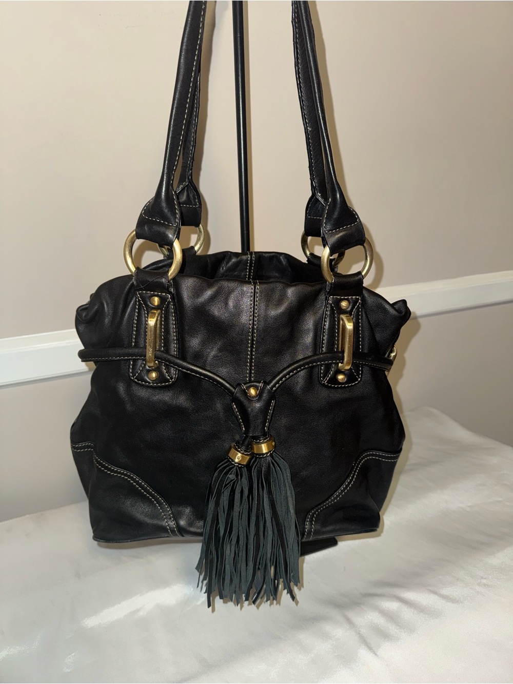 Black Women's Tassel Detail Shoulder Bag